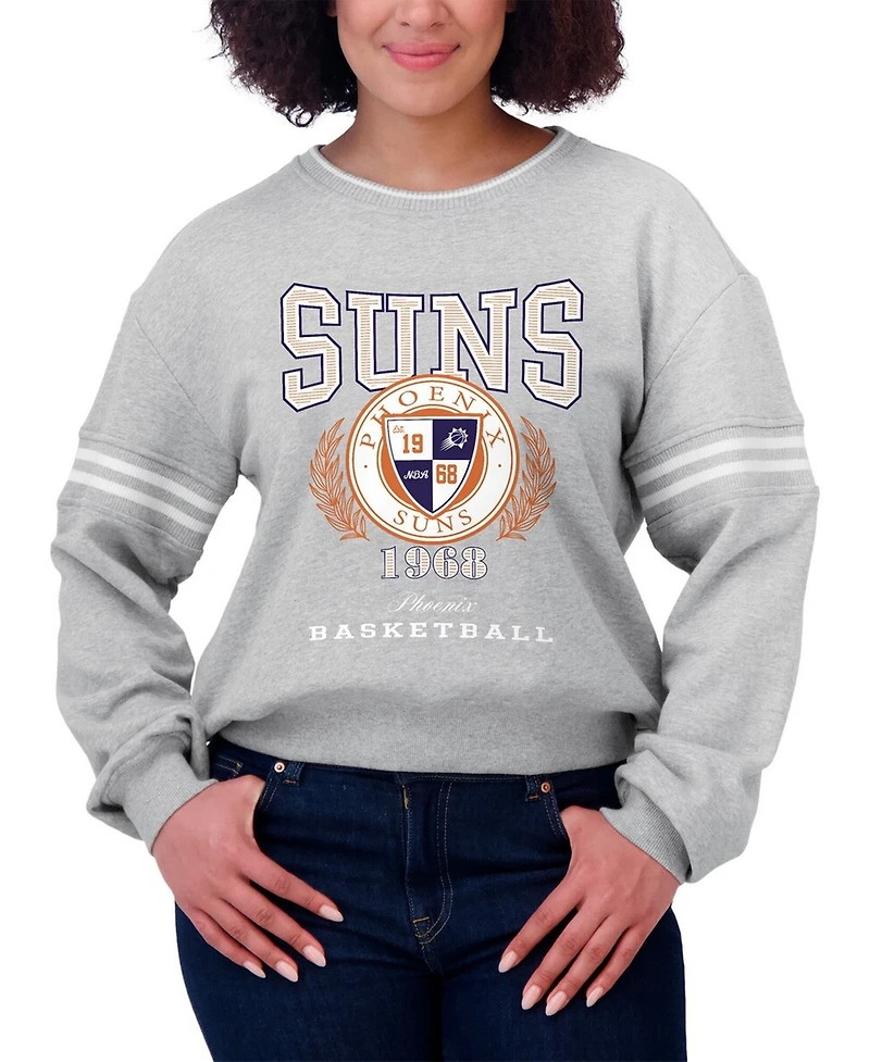 Wear by Erin Andrews Women's Heather Gray Phoenix Suns French Terry Pullover Sweatshirt