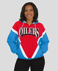 Wear by Erin Andrews Women's Red/Light Blue Tennessee Titans Retro Crinkle Full-Zip Hoodie Windbreaker