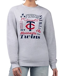 G-iii 4Her by Carl Banks Women's Heather Gray Minnesota Twins Collage Team Graphic Fleece Pullover Sweatshirt