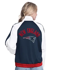 G-iii 4Her by Carl Banks Women's White/Navy New England Patriots Rally Rhinestone Full-Zip Track Jacket