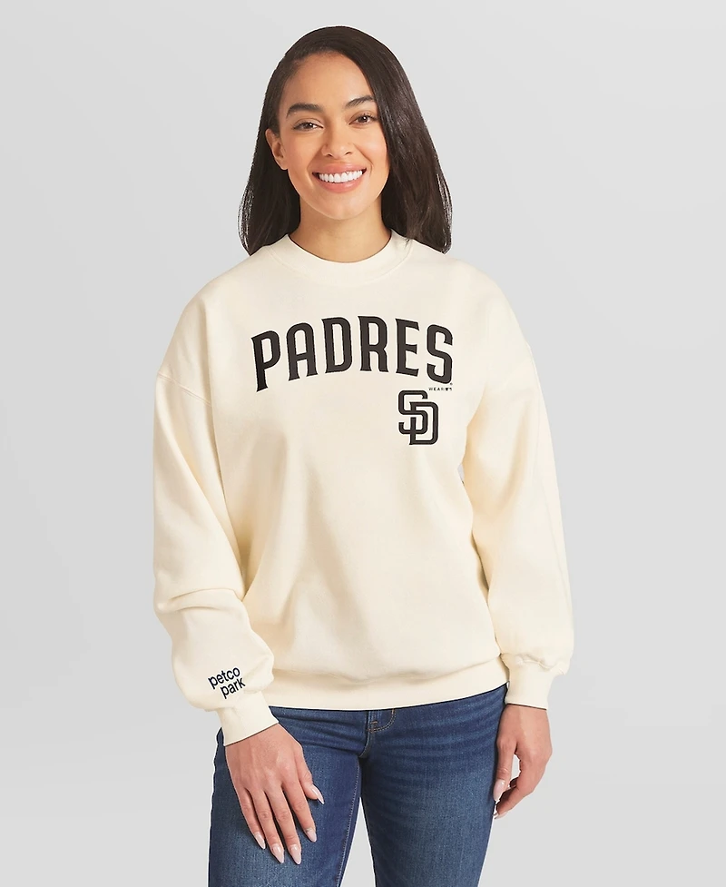 Wear by Erin Andrews Women's Cream San Diego Padres Heavyweight Crew Neck Sweatshirt