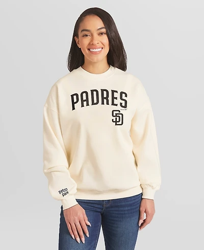 Wear by Erin Andrews Women's Cream San Diego Padres Heavyweight Crew Neck Sweatshirt