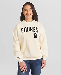 Wear by Erin Andrews Women's Cream San Diego Padres Heavyweight Crew Neck Sweatshirt