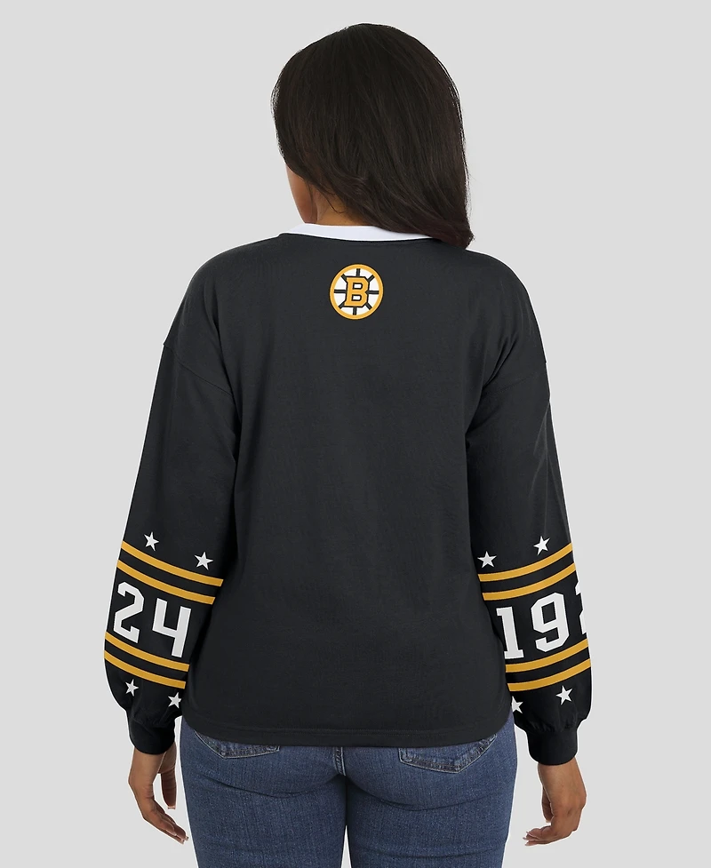 Wear by Erin Andrews Women's Black Boston Bruins Long-Sleeve Sport T-Shirt
