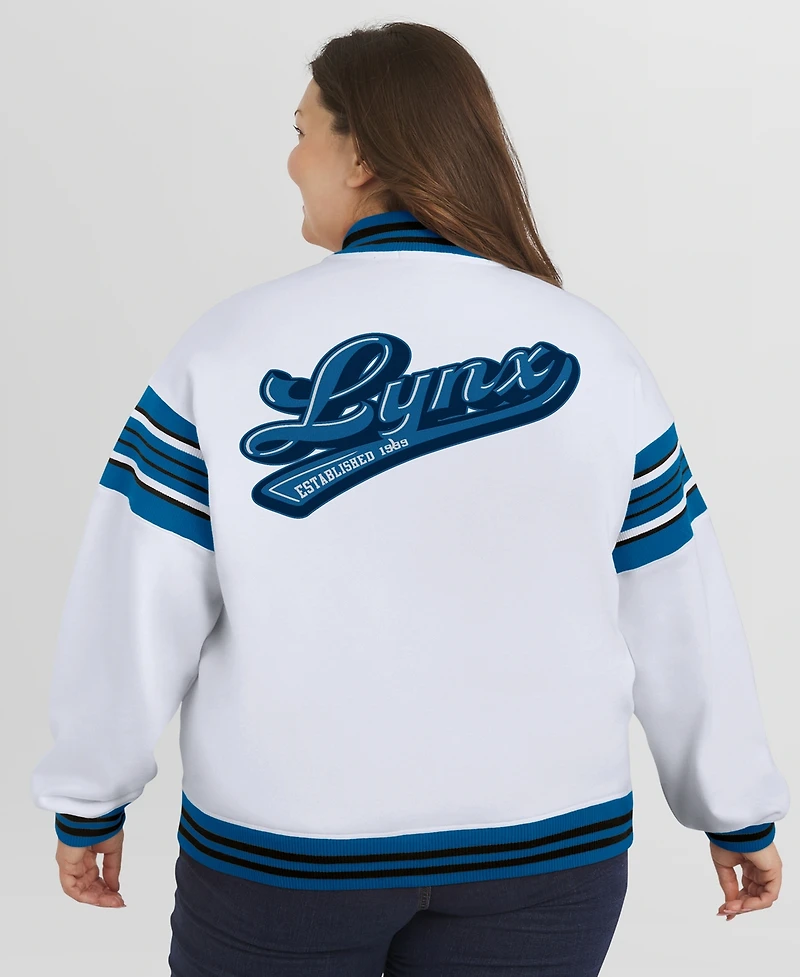 Wear by Erin Andrews Women's White/Black Wnba Full-Snap Fleece Sweatshirt Jacket