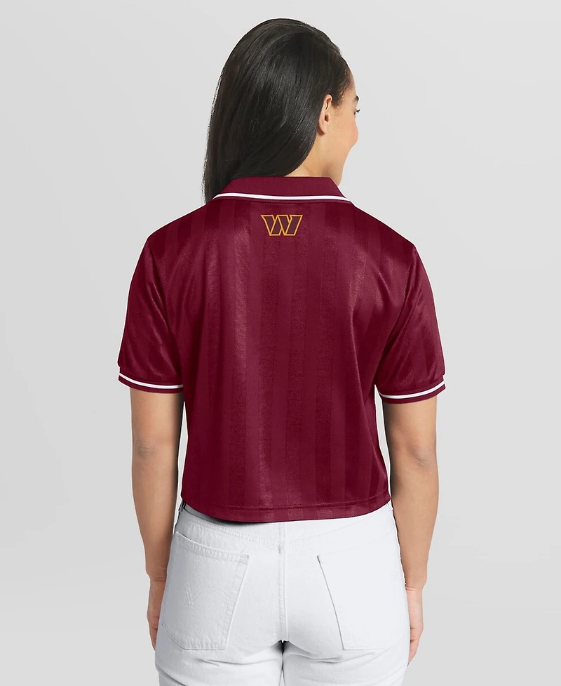 Wear by Erin Andrews Women's Burgundy Washington Commanders Cropped Jersey Polo Shirt
