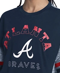 G-iii 4Her by Carl Banks Women's Navy Atlanta Braves Off-Season Oversized Top