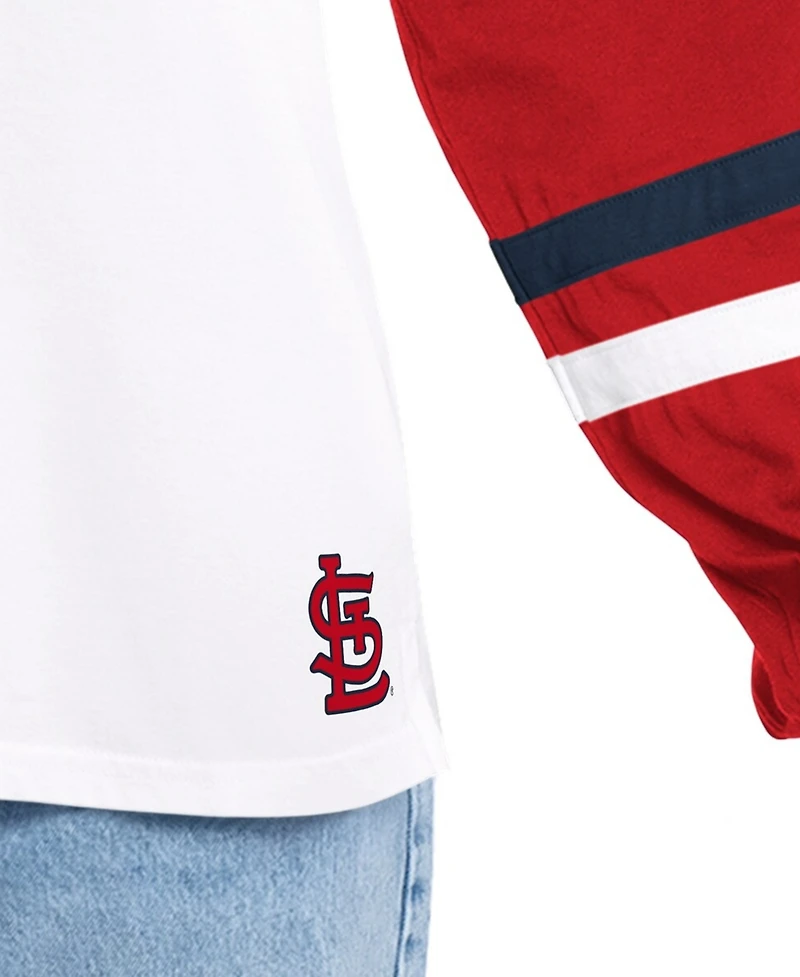 G-iii 4Her by Carl Banks Women's White/Red St. Louis Cardinals Key Player Oversized Hooded Long Sleeve T-Shirt