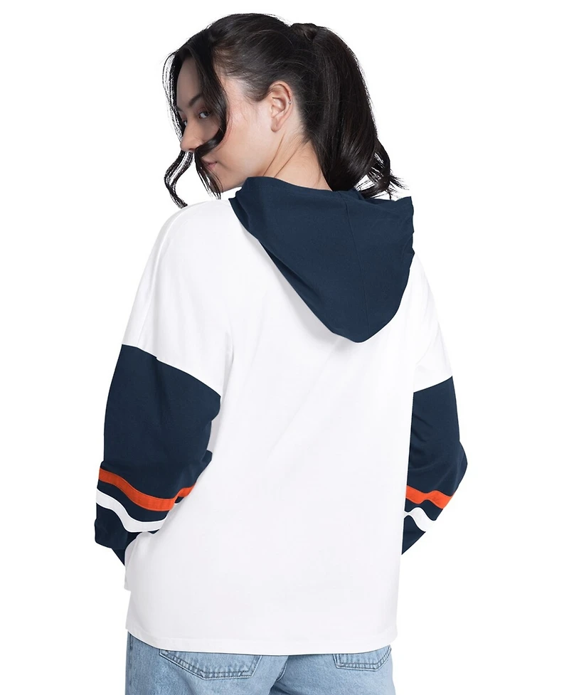 G-iii 4Her by Carl Banks Women's White/Navy Houston Astros Key Player Oversized Hooded Long Sleeve T-Shirt