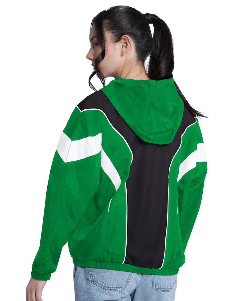 G-iii 4Her by Carl Banks Women's Green/Black Boston Celtics Quarterback Lightweight Oversized Full-Zip Jacket