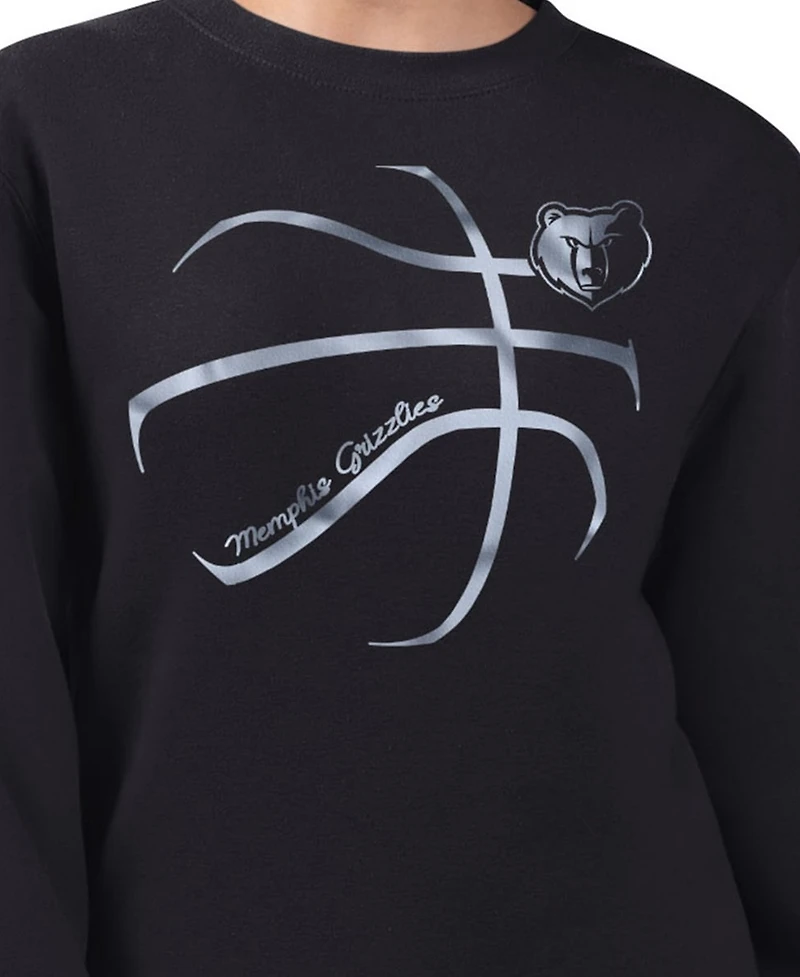 G-iii 4Her by Carl Banks Women's Black Memphis Grizzlies Metallic Print Basketball Sketch Fleece Sweatshirt