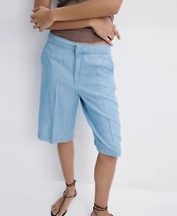 Mango Women's Straight Low-Rise Denim Bermuda Shorts