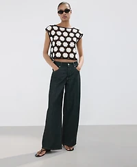 Mango Women's Flowers Crochet Sweater