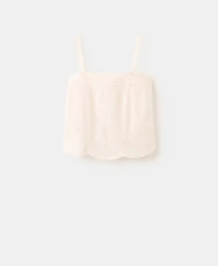 Mango Women's Embroidered Details Cotton Top