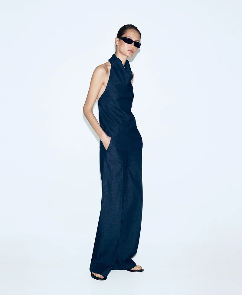 Mango Women's High-Waisted Denim Pants