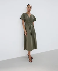 Mango Women's V-Neck Cotton Dress