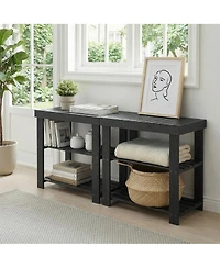 homfan 3-Tier Bamboo Shoe Rack Bench, 20" Entryway Organizer with White Finish, Holds Up to 286 Lb, for Hallway, Bedroom and Closet