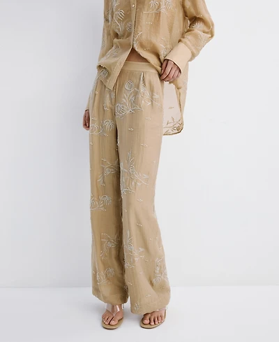 Mango Women's Embroidered Lyocell Pants