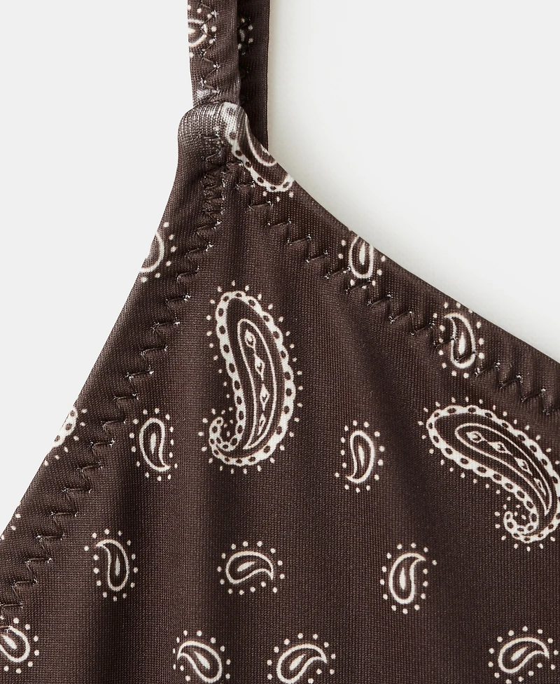 Mango Women's Paisley Open-Back Swimsuit