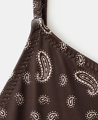 Mango Women's Paisley Open-Back Swimsuit