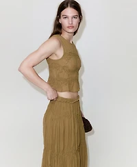 Mango Women's Bead Details Shirred Skirt