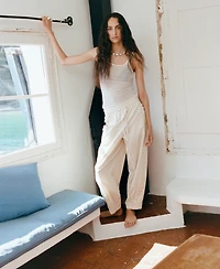 Mango Women's 100% Cotton Embroidered Stripe Pants