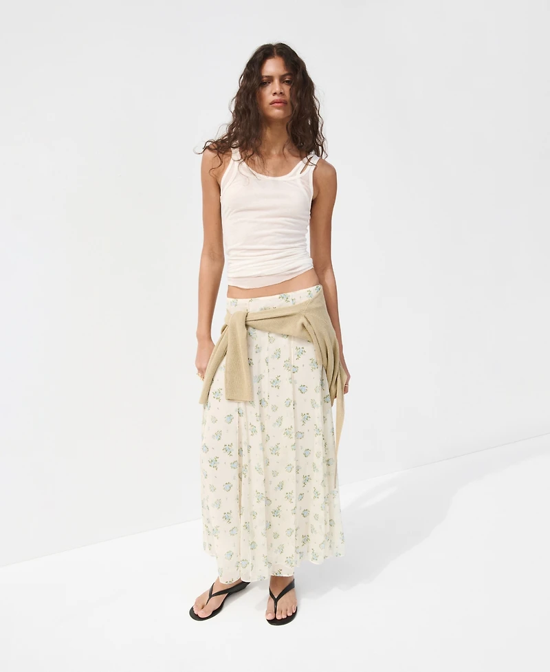 Mango Women's Floral Godet Skirt