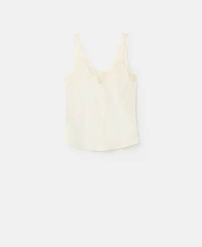 Mango Women's Satin Lace Top