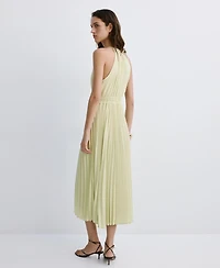 Mango Women's Pleated Halter Neck Dress