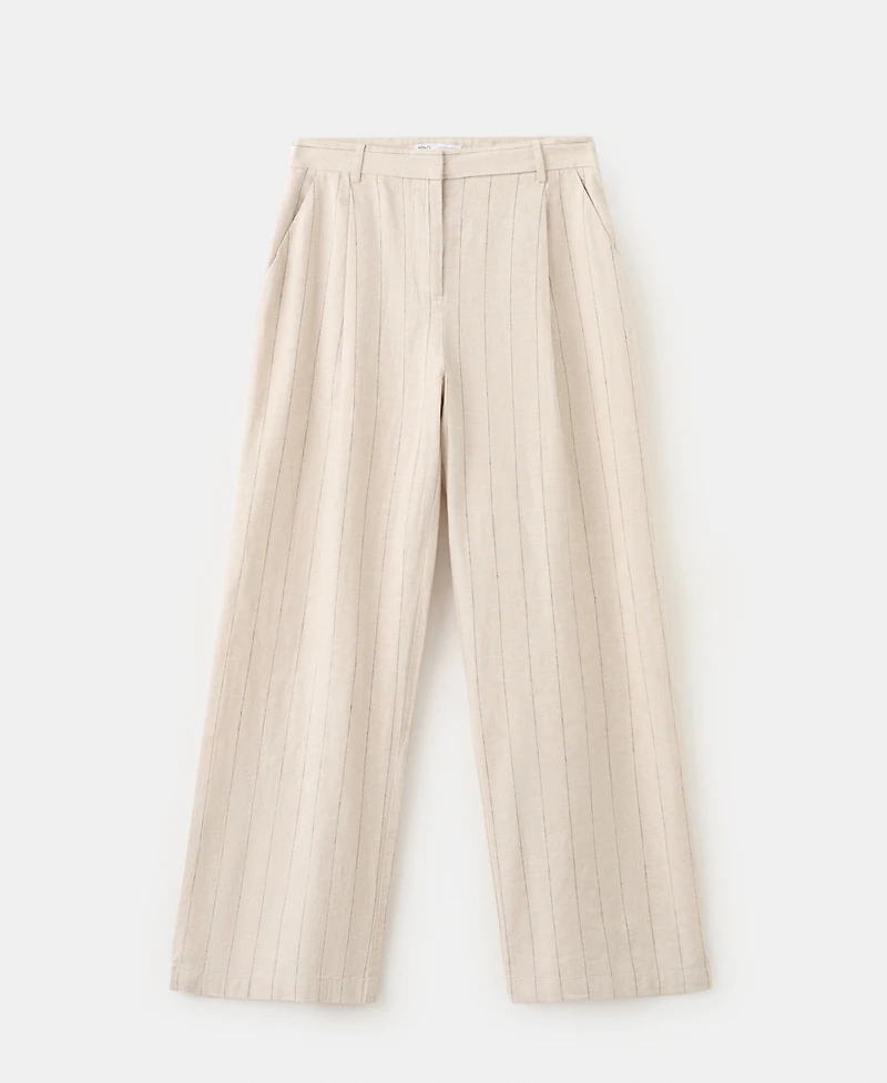 Mango Women's Pinstripe Linen Pants