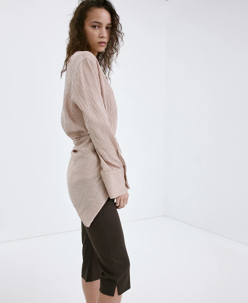 Mango Women's Linen Capri Pants