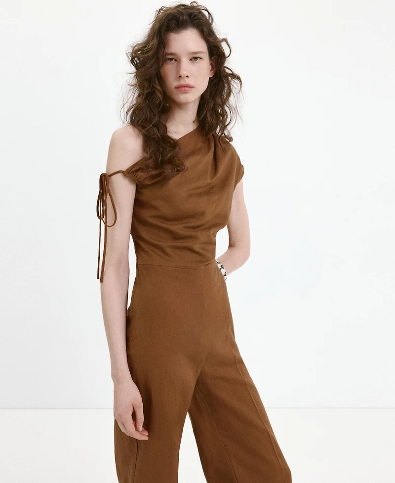Mango Women's Asymmetrical Lyocell-Linen Jumpsuit