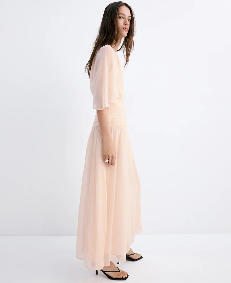 Mango Women's Ruched Chiffon Dress