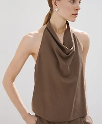 Mango Women's Draped Neck Lyocell Top