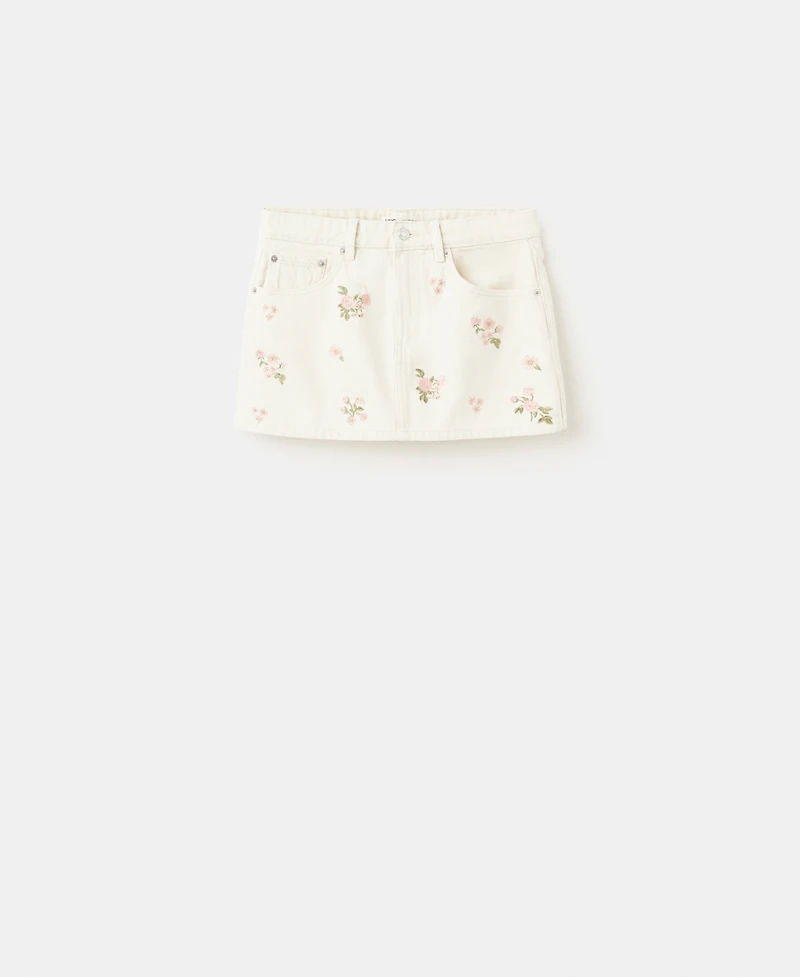 Mango Women's Floral Embroidery Skirt