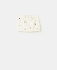 Mango Women's Floral Embroidery Skirt