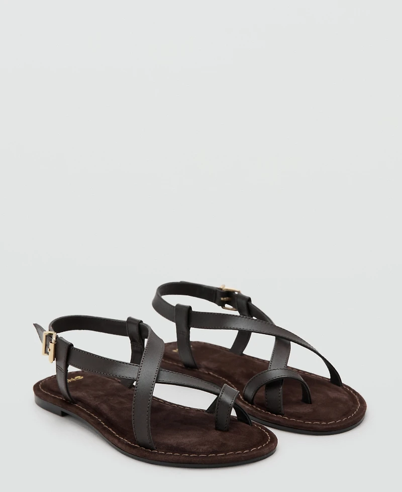 Mango Women's Straps Leather Sandals