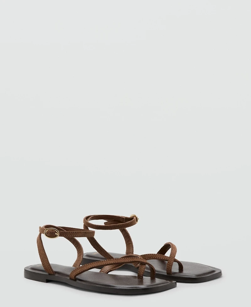 Mango Women's Crossed Straps Leather Sandals