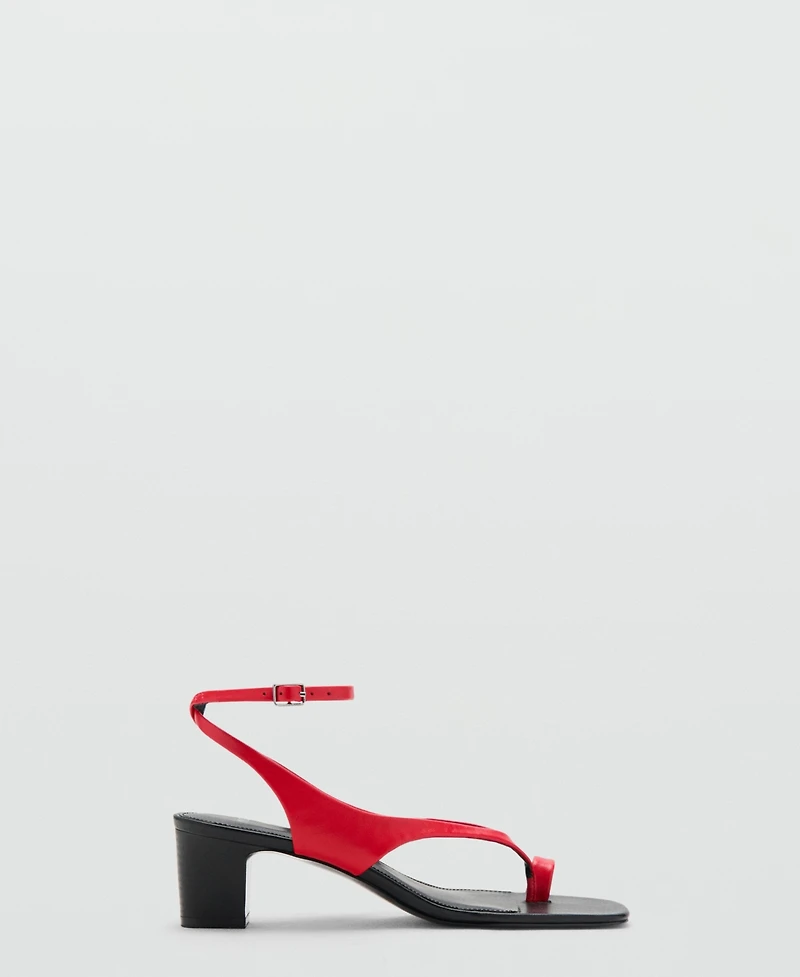 Mango Women's Straps Heeled Leather Sandals