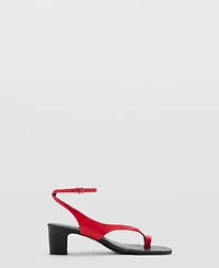 Mango Women's Straps Heeled Leather Sandals