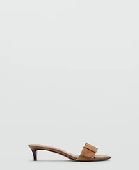 Mango Women's Buckle Leather Heeled Sandals
