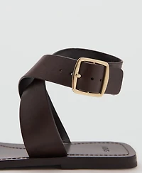 Mango Women's Flat Leather Sandals