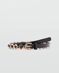 Mango Women's Applique Skinny Belt