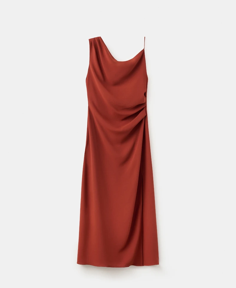 Mango Women's Side Ruched Asymmetric Dress