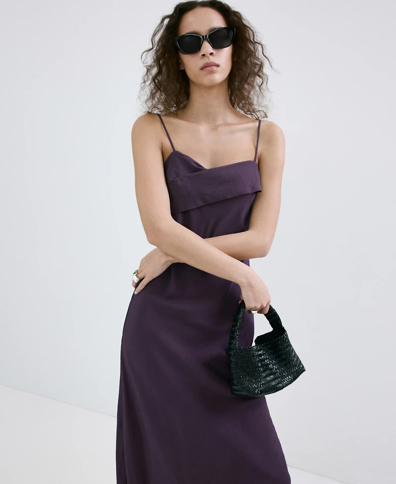 Mango Women's Crossed Neckline Midi Dress