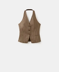 Mango Women's Striped Halter-Neck Top