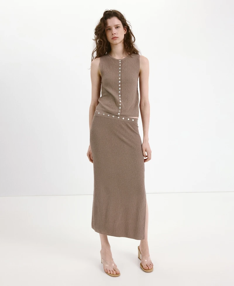 Mango Women's Combined Buttons Textured Top