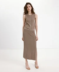 Mango Women's Combined Buttons Textured Top