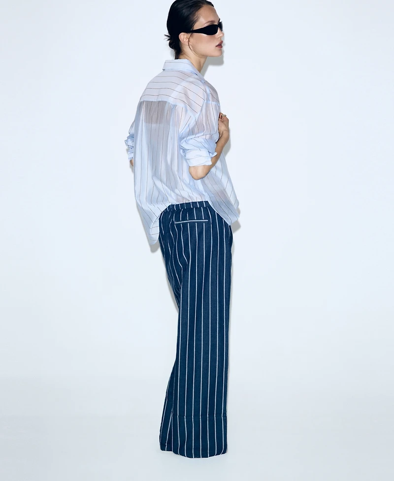 Mango Women's Turn-Up Hem Striped Pants