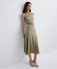 Mango Women's Asymmetrical Draped Dress